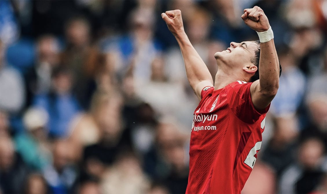 Sosa, feliz por su primer gol en el fútbol inglés (Foto Twitter @Nottingham_Arg).
