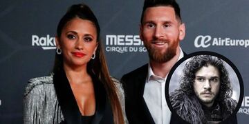 El día que Jon Snow de Game of Thrones conoció a Lionel Messi y Antonela Roccuzzo.