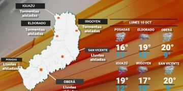 Inicio de semana con clima frío y probabilidad de lluvias en Misiones.