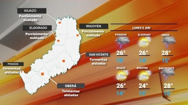 Inicio de semana con buen tiempo en Misiones.