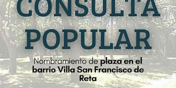 Consulta popular para el nombramiento de la plaza del barrio San Francisco en Reta