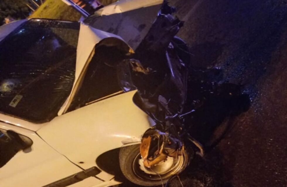 Automovilista chocó contra un poste en el Acceso Sur de Posadas