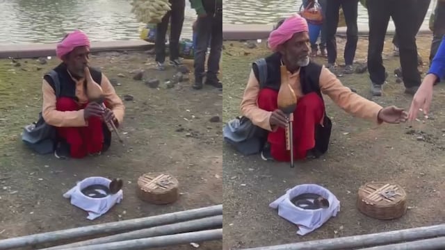 El desopilante video de Facundo Zárate tocando una serpiente en las calles de la India.