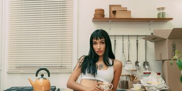 María Becerra en el set de "Felices x siempre"