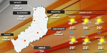 Sábado con tiempo bueno y fresco en Misiones.