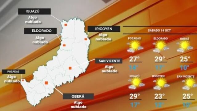 Sábado con tiempo bueno y fresco en Misiones.