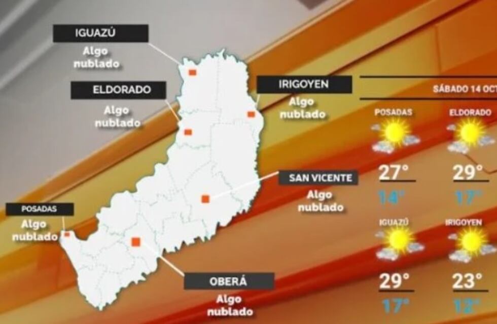 Sábado con tiempo bueno y fresco en Misiones