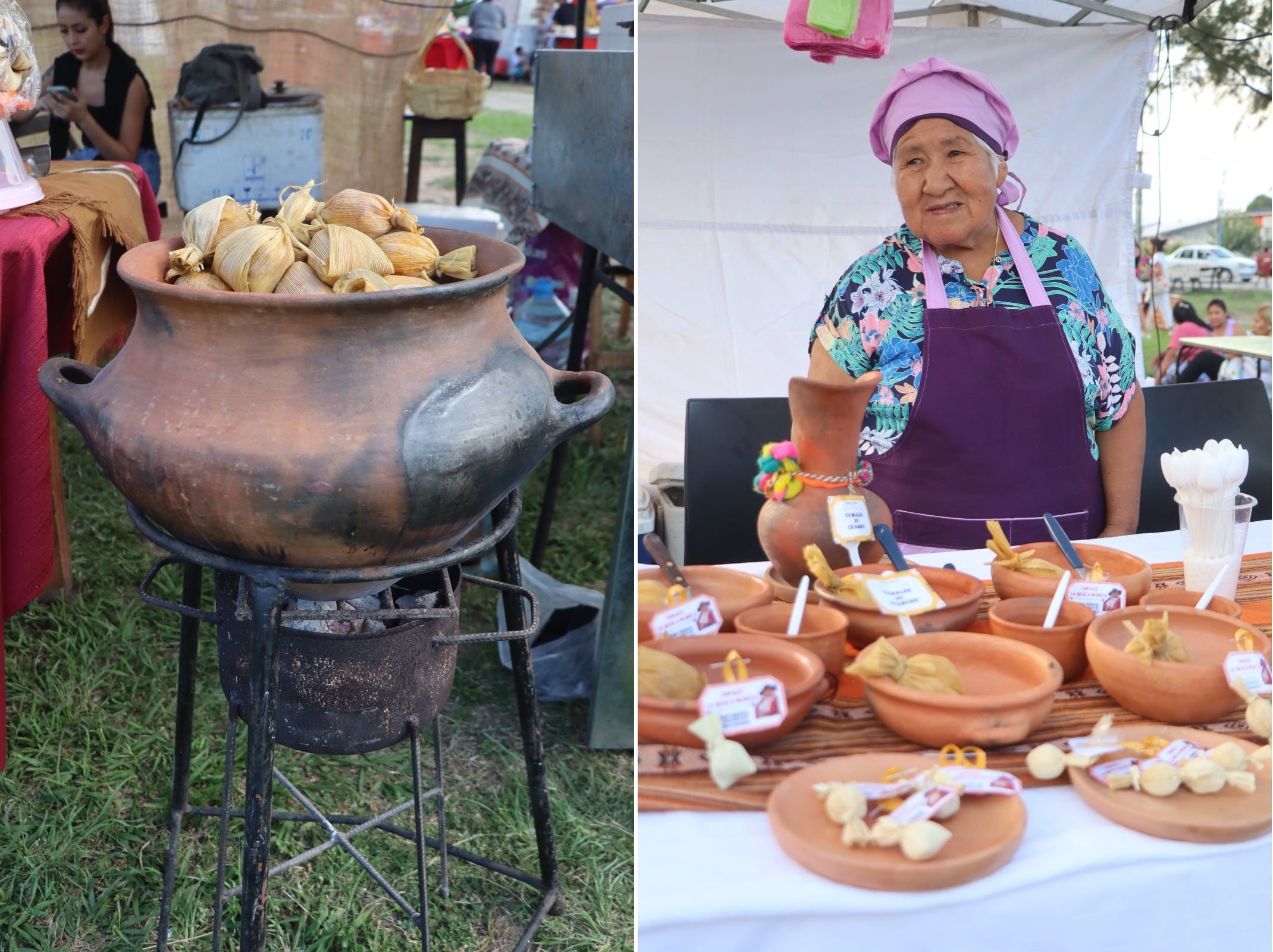 Las competidoras ofrecen creativas presentaciones para sorprender al público y al jurado, en el concurso anual que premia al mejor tamal jujeño en Palpalá.