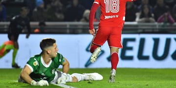 El delantero de River, Lucas Beltrán, festeja su gol ante Banfield por la Liga Profesional / Prensa River.