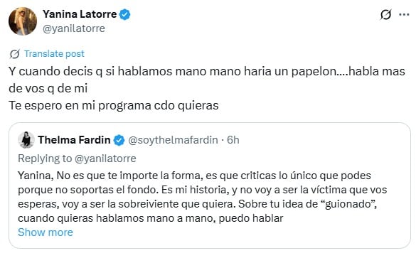 Tensión entre Yanina Latorre y Thelma Fardín.