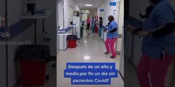 Salud. Así celebraron en el hospital municipal de Mar de Ajó. (Captura de Video)