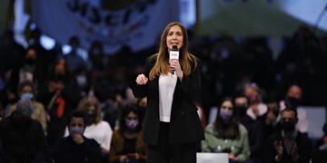 María Eugenia Vidal, este miércoles, en el cierre de su campaña en La Rural (Web).