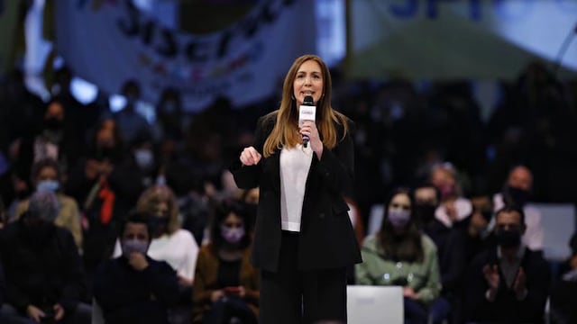 María Eugenia Vidal, este miércoles, en el cierre de su campaña en La Rural (Web).
