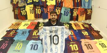 Danilo Ciancia coleccionista de camisetas de Messi en Arroyito