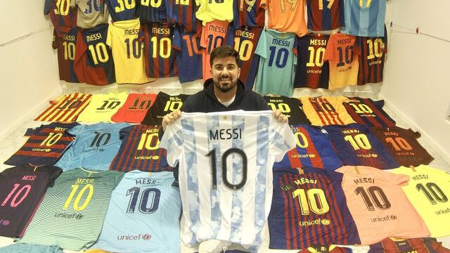 Danilo Ciancia coleccionista de camisetas de Messi en Arroyito