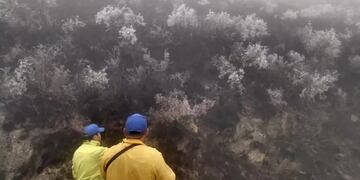 La nieve acabó con el fuego en el cerro de Andalgalá.