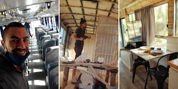 Lucas vendió todo, compró un micro y armó su propio motorhome.