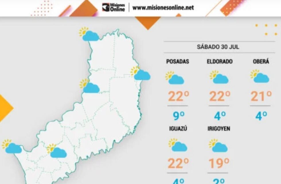 Sábado con clima agradable y frío en Misiones