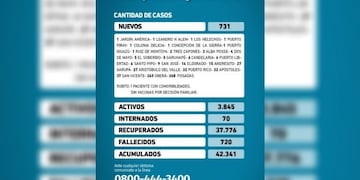 Se confirmaron 731 contagios de COVID-19 en esta jornada en Misiones.