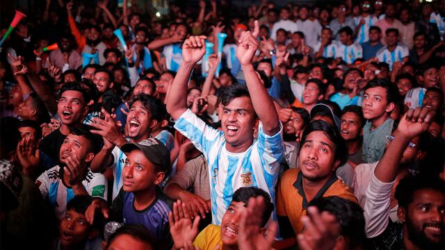 Los festejos por el triunfo de la Selección Argentina.