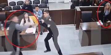 Ataque a la fiscal Claudia Ríos en medio de un juicio en Mendoza (Captura de pantalla).