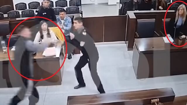 Ataque a la fiscal Claudia Ríos en medio de un juicio en Mendoza (Captura de pantalla).