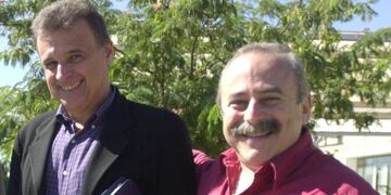 Daniel Comba y Jorge Guinzburg, cuando eran socios en producciones de Carlos Paz. (Foto: archivo / La Voz).