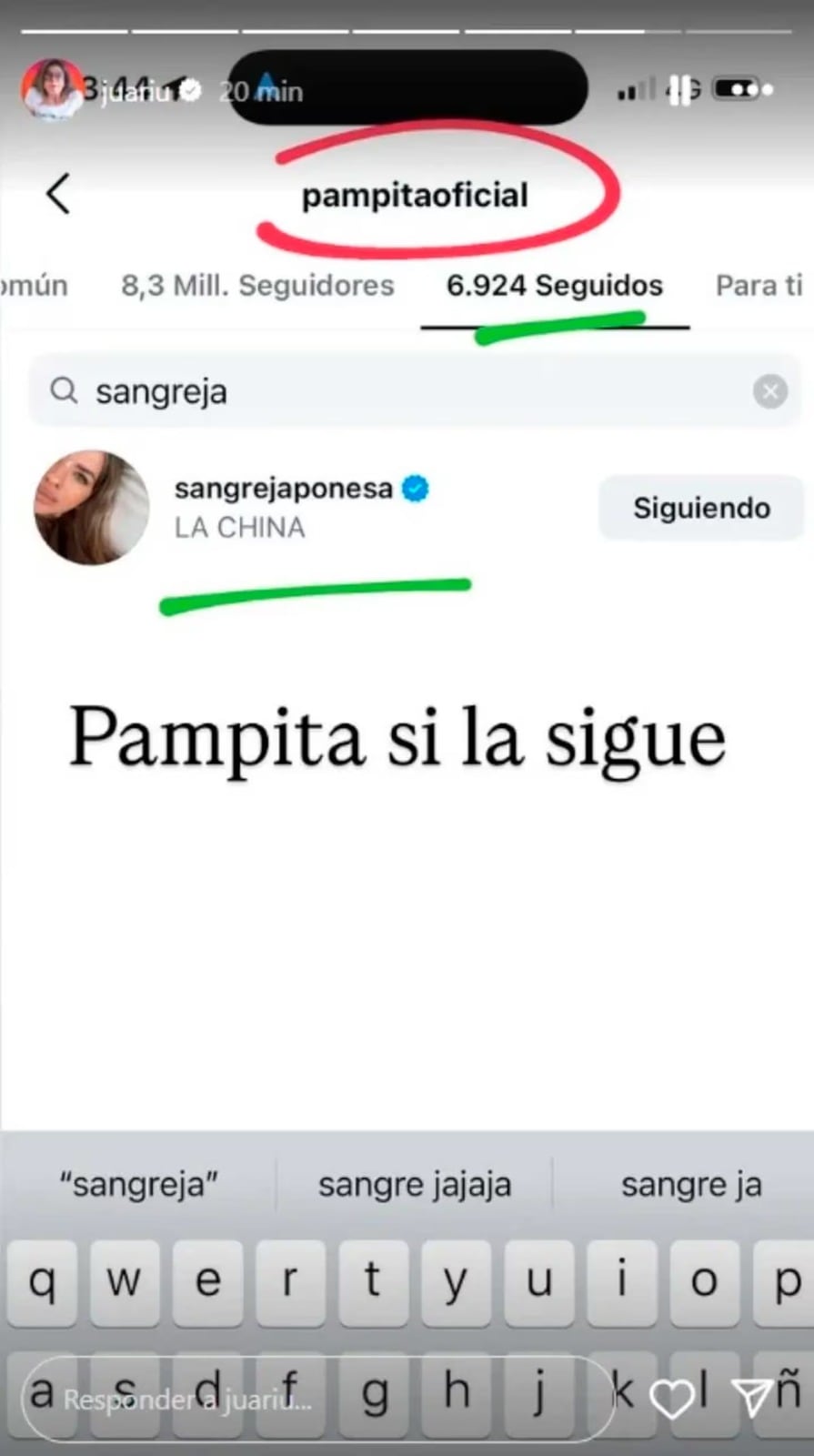 Pampita todavía sigue a la China Suárez en Instagram.