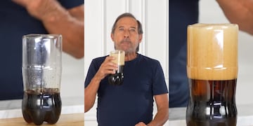 La preparación del "fernet cordobés" por parte de Francella dejó mucho que desear.