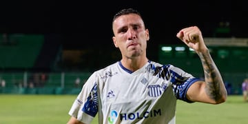 El gesto lo dice todo. Costo pero al final Talleres consiguió su primera victoria en la Copa de la Liga, por el gol de Gastón Benavídez (prensa Talleres).