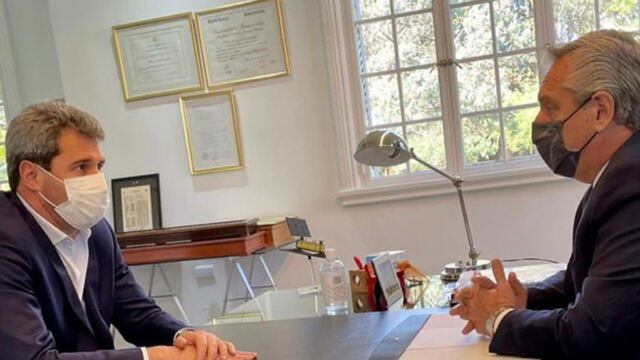 Alberto Fernández y Sergio Uñac, reunidos en la Quinta de Olivos meses atrás (Presidencia)