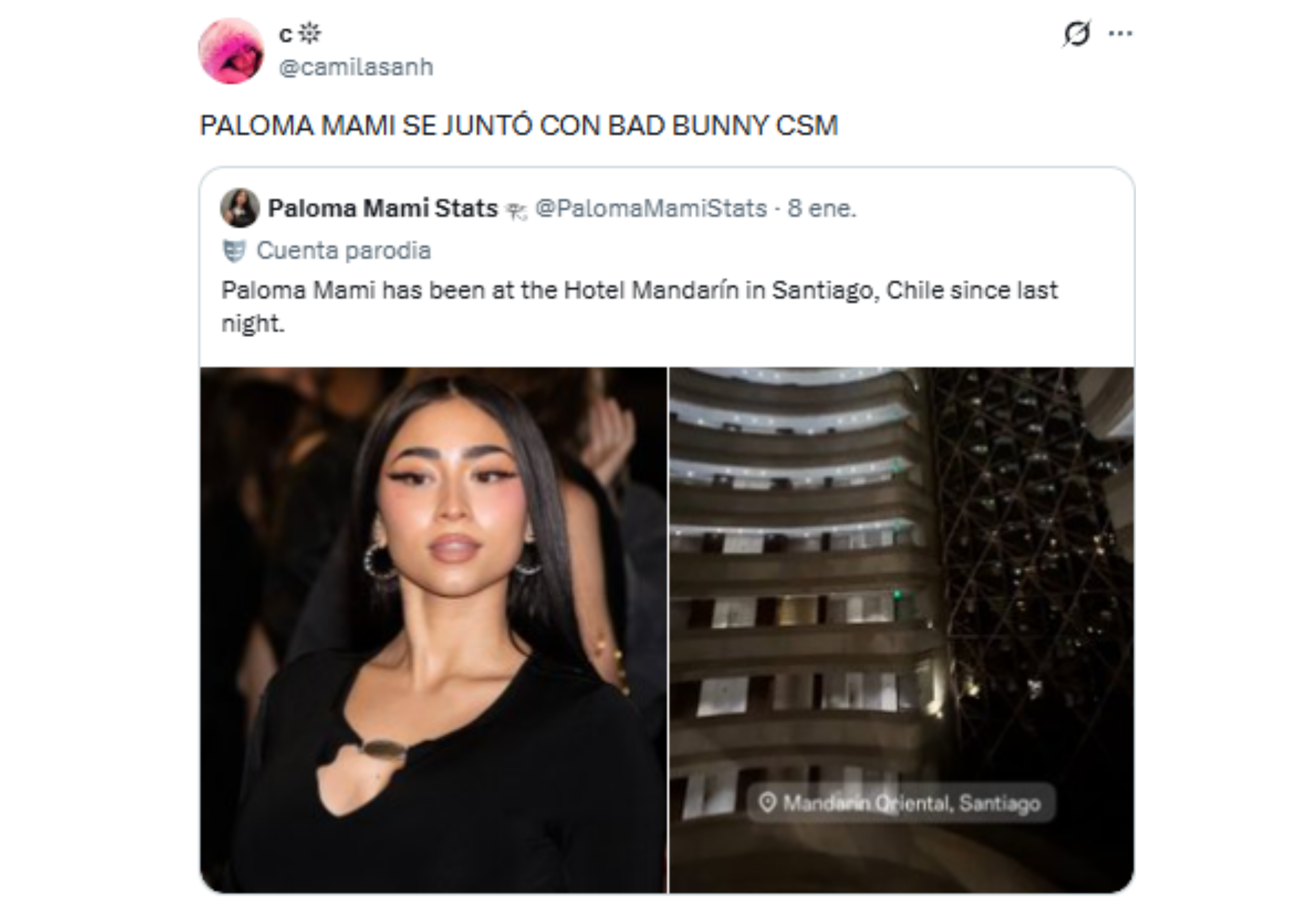 La cantante fue vista en el mismo hotel que el artista puertorriqueño.