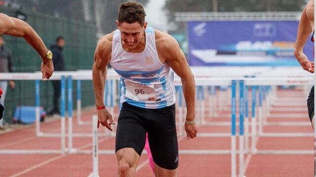 Renzo Cremaschi en el Sudamericano de Atletismo en Sao Paulo. Finalizó quinto en los 110 metros con vallas.