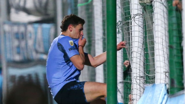 Daniel Barrea festeja su gol para Belgrano ante Claypole, por la Copa Argentina. Ahora le toca ser rival del Pirata (Prensa Belgrano).