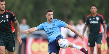 El partido de práctica de la selección argentina ante River. (Prensa AFA).