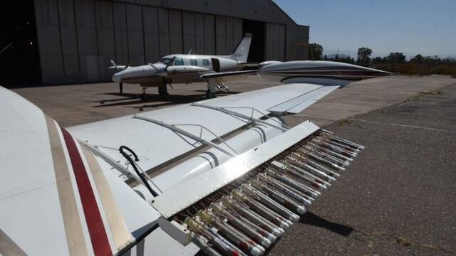 Los aviones del sistema de mitigación de granizo siembran las nubes y evitan la caida de granizo de gran tamaño. Gentileza Gobierno de Mendoza