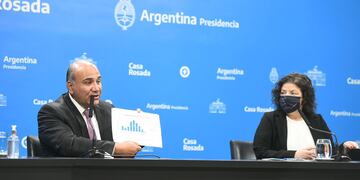 Manzur y Vizzotti durante la conferencia (Prensa Gabinete).