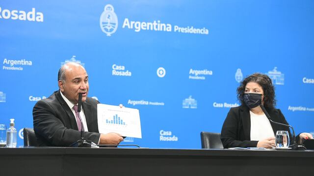 Manzur y Vizzotti durante la conferencia (Prensa Gabinete).