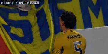 Leandro Paredes, volante de Boca, gestó la jugada del 1-0 ante Independiente Rivadavia (Captura de TV)