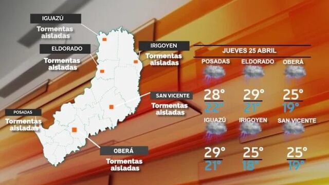 Posibles lluvias y tormentas para este jueves en Misiones.