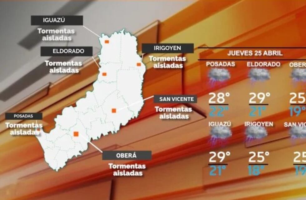 Posibles lluvias y tormentas para este jueves en Misiones