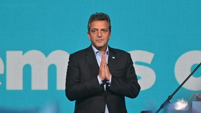 Sergio Massa en el búnker de Unión por la Patria. (Clarín)