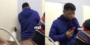 La reacción del padre ante la sorpresa.